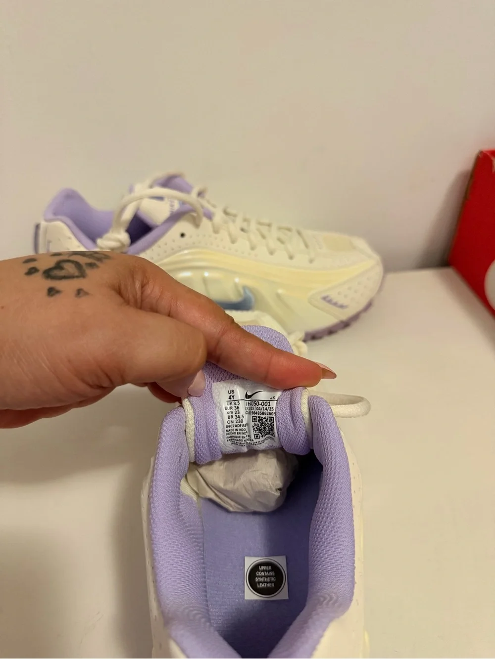 Nike Women's Cream and Lavender Low-Profile Sneakers
